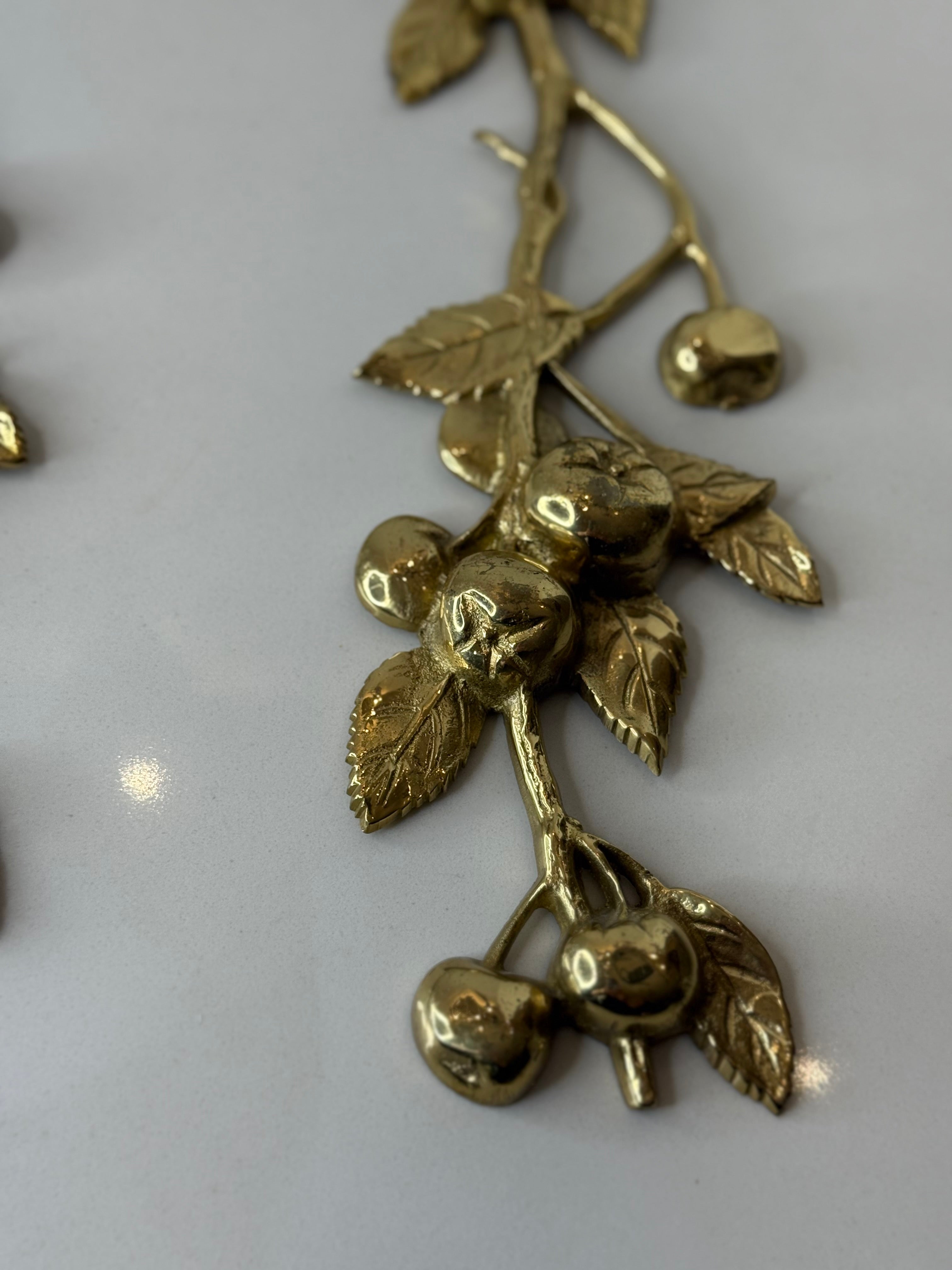 Pair of Brass Fruit & Bow Swags