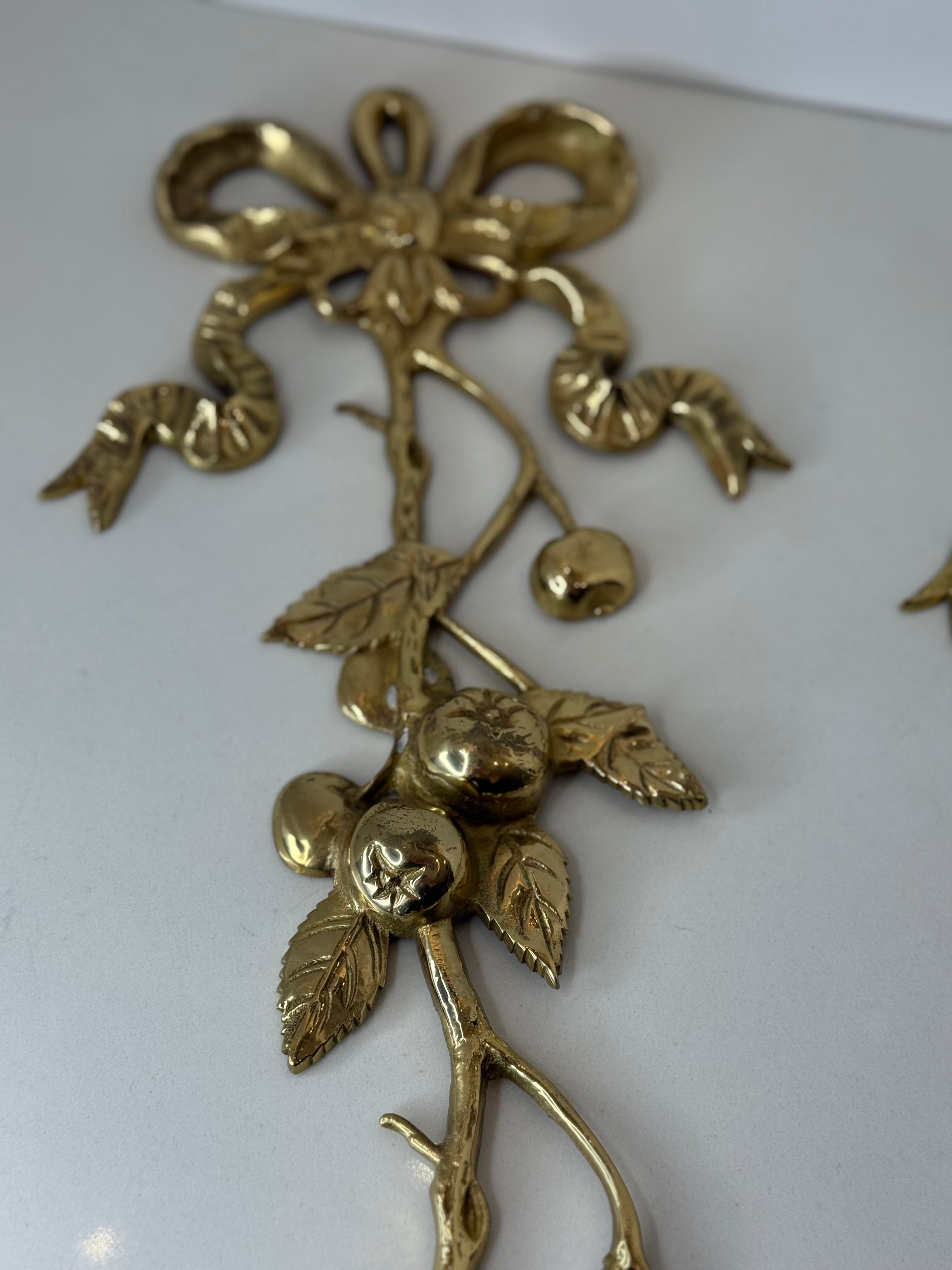 Pair of Brass Fruit & Bow Swags