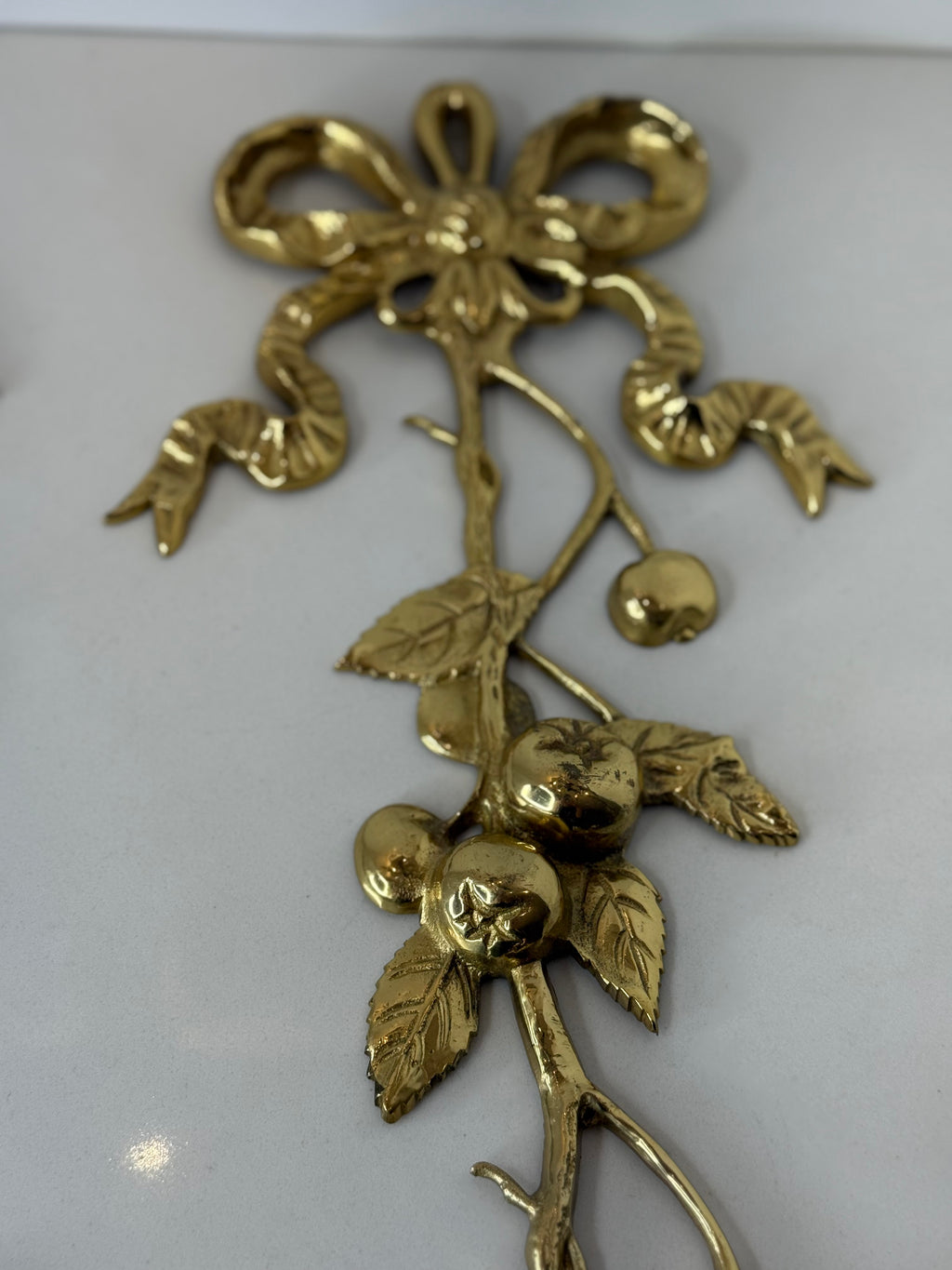 Pair of Brass Fruit & Bow Swags