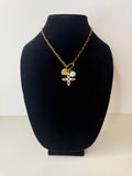 LV Pink Fleur Charm, LV Mint Green Pastille Charm and Gold Amour Charm
