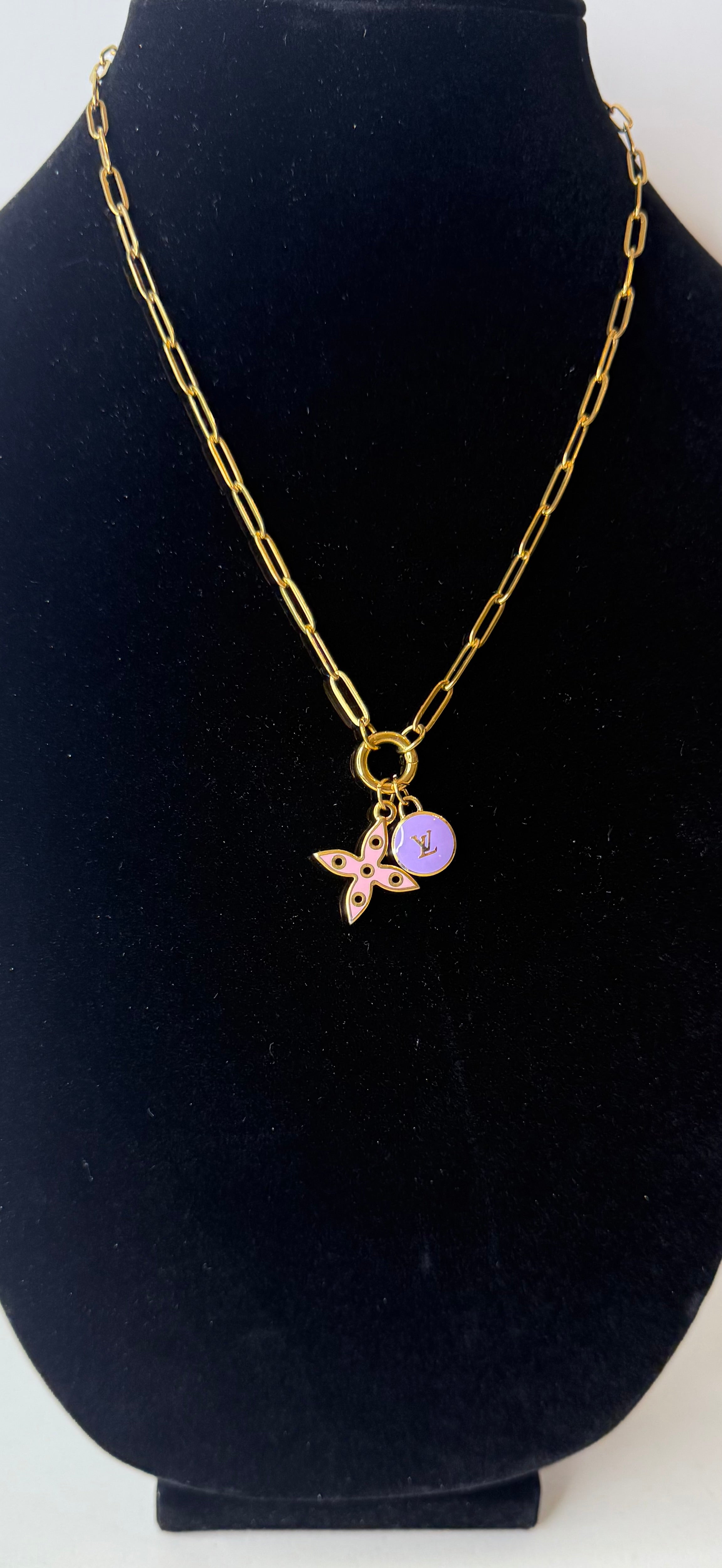 LV Purple Pastille Charm & Reversible LV Fleur Charm
