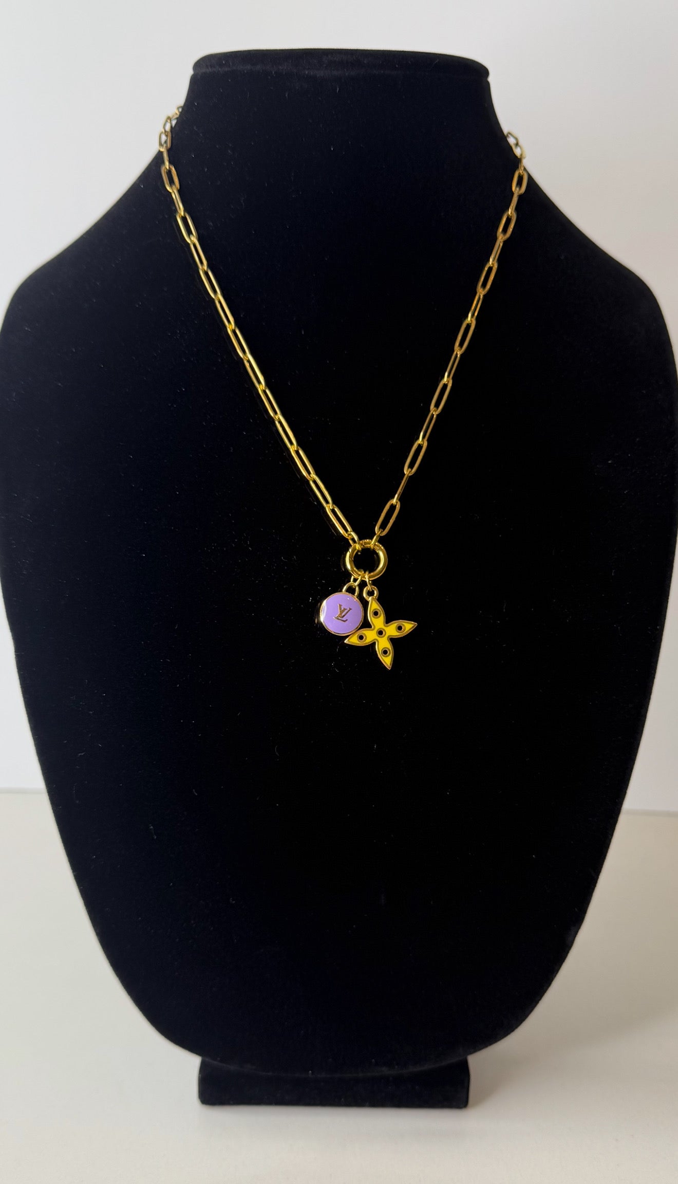 LV Purple Pastille Charm & Reversible LV Fleur Charm