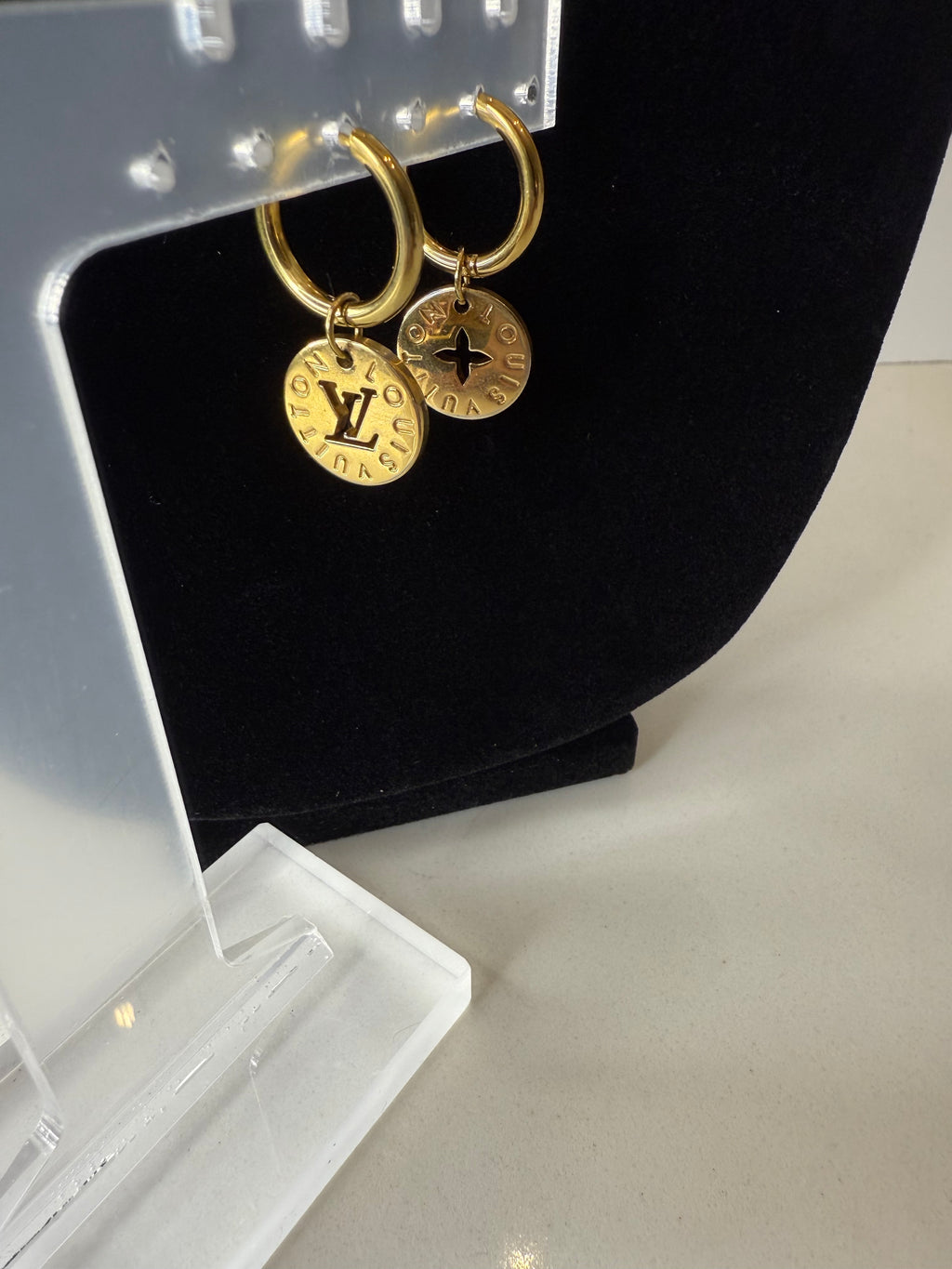 Gold Louis Vuitton Huggie Earrings