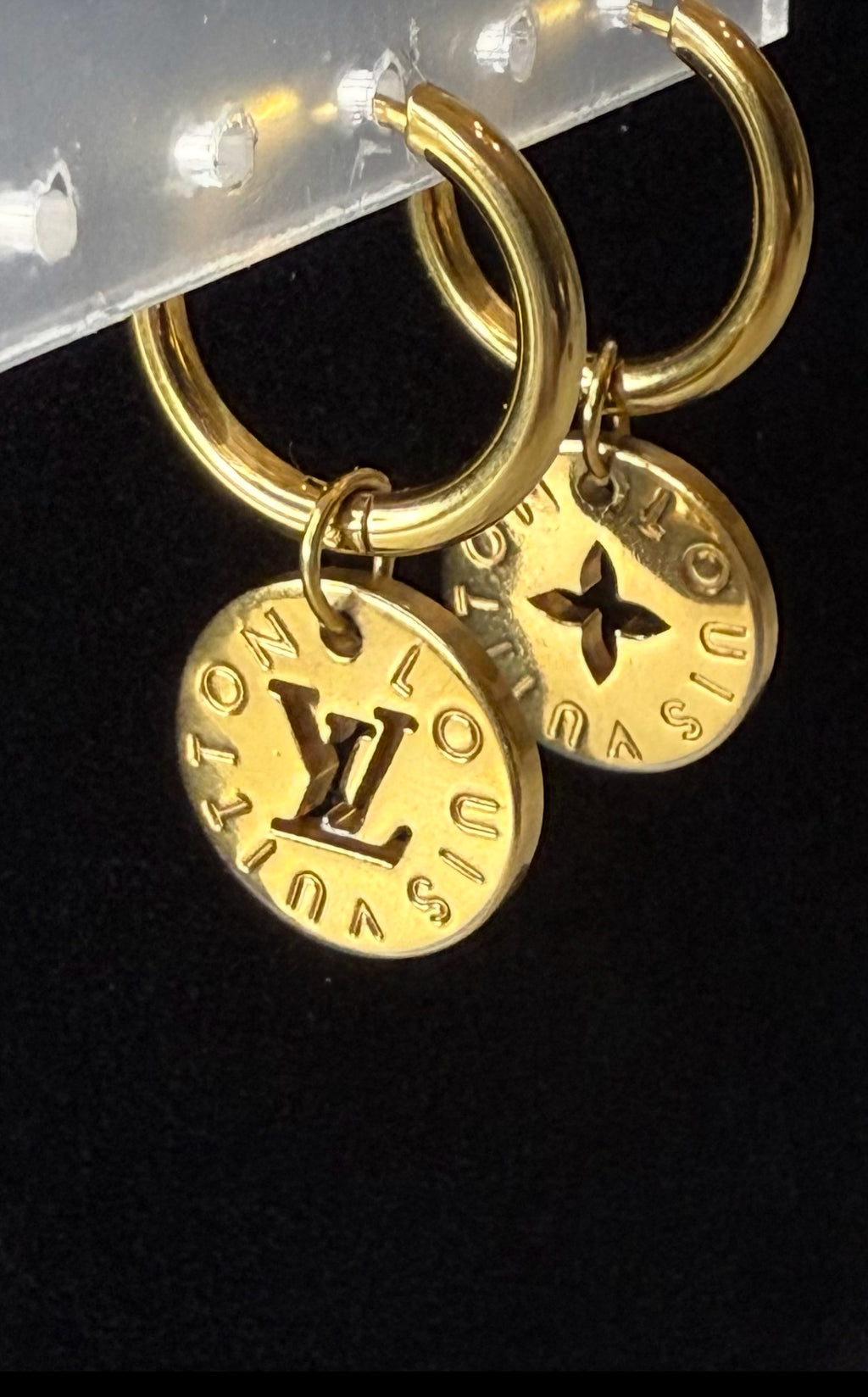 Gold Louis Vuitton Huggie Earrings