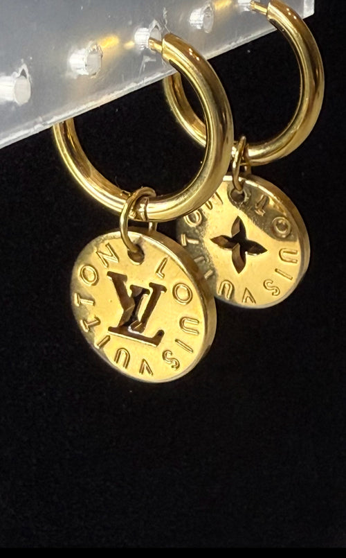 Gold Louis Vuitton Huggie Earrings