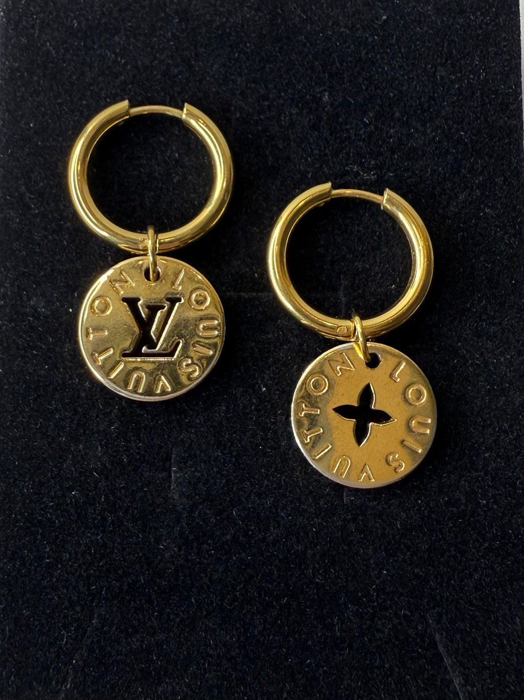 Gold Louis Vuitton Huggie Earrings