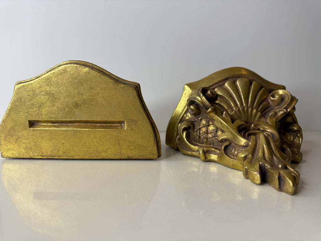 Pair of Gold Hollywood Regency Style Shelves