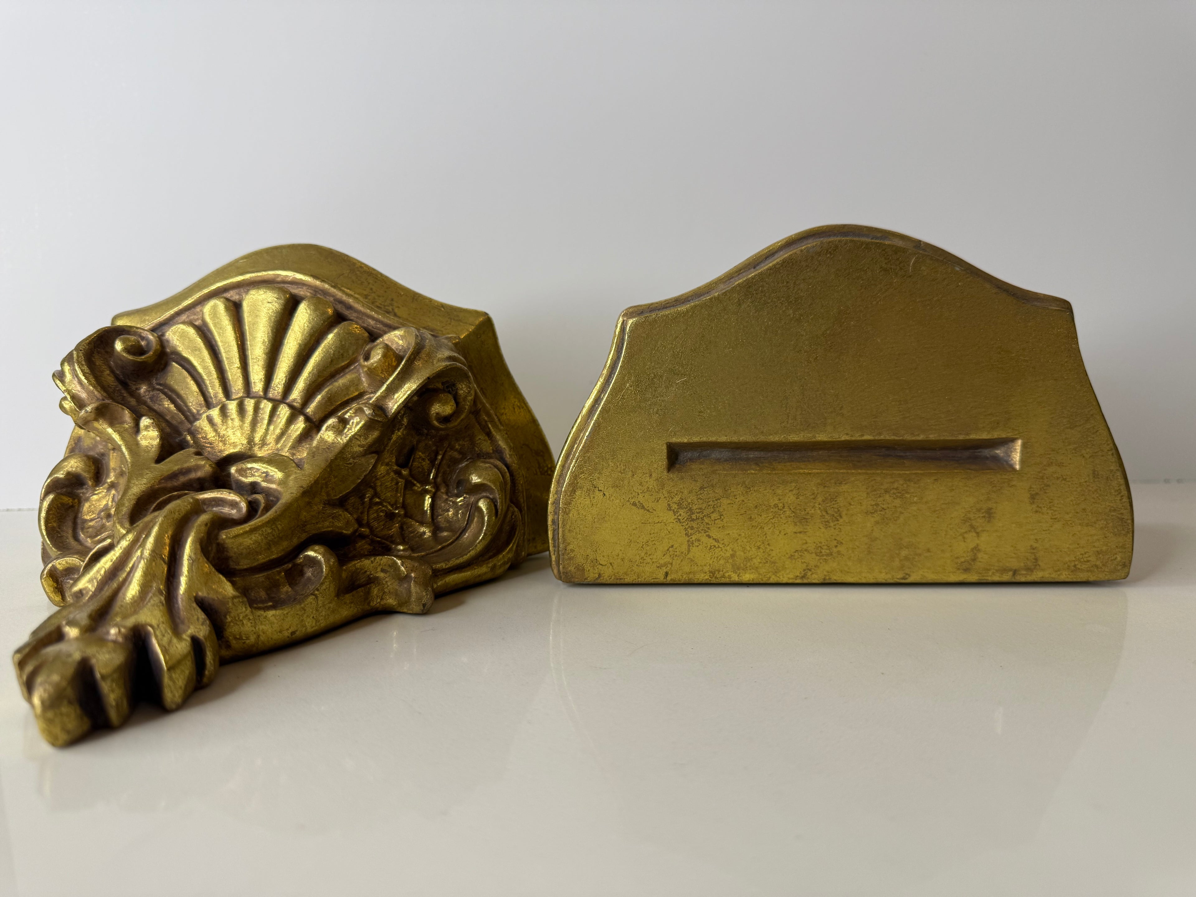 Pair of Gold Hollywood Regency Style Shelves