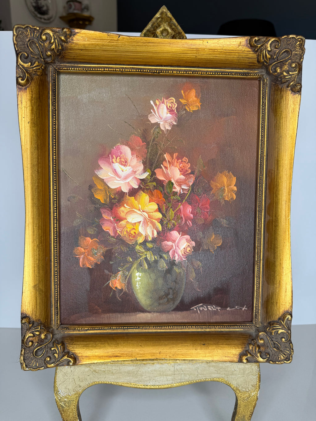 Floral Painting in Ornate Gold Frame