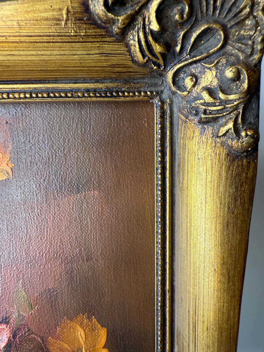 Floral Painting in Ornate Gold Frame