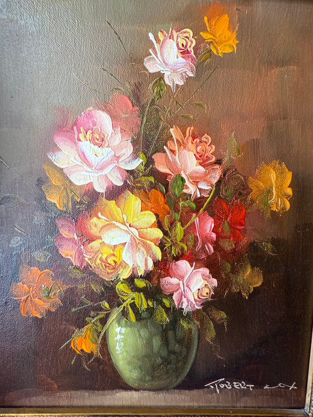 Floral Painting in Ornate Gold Frame