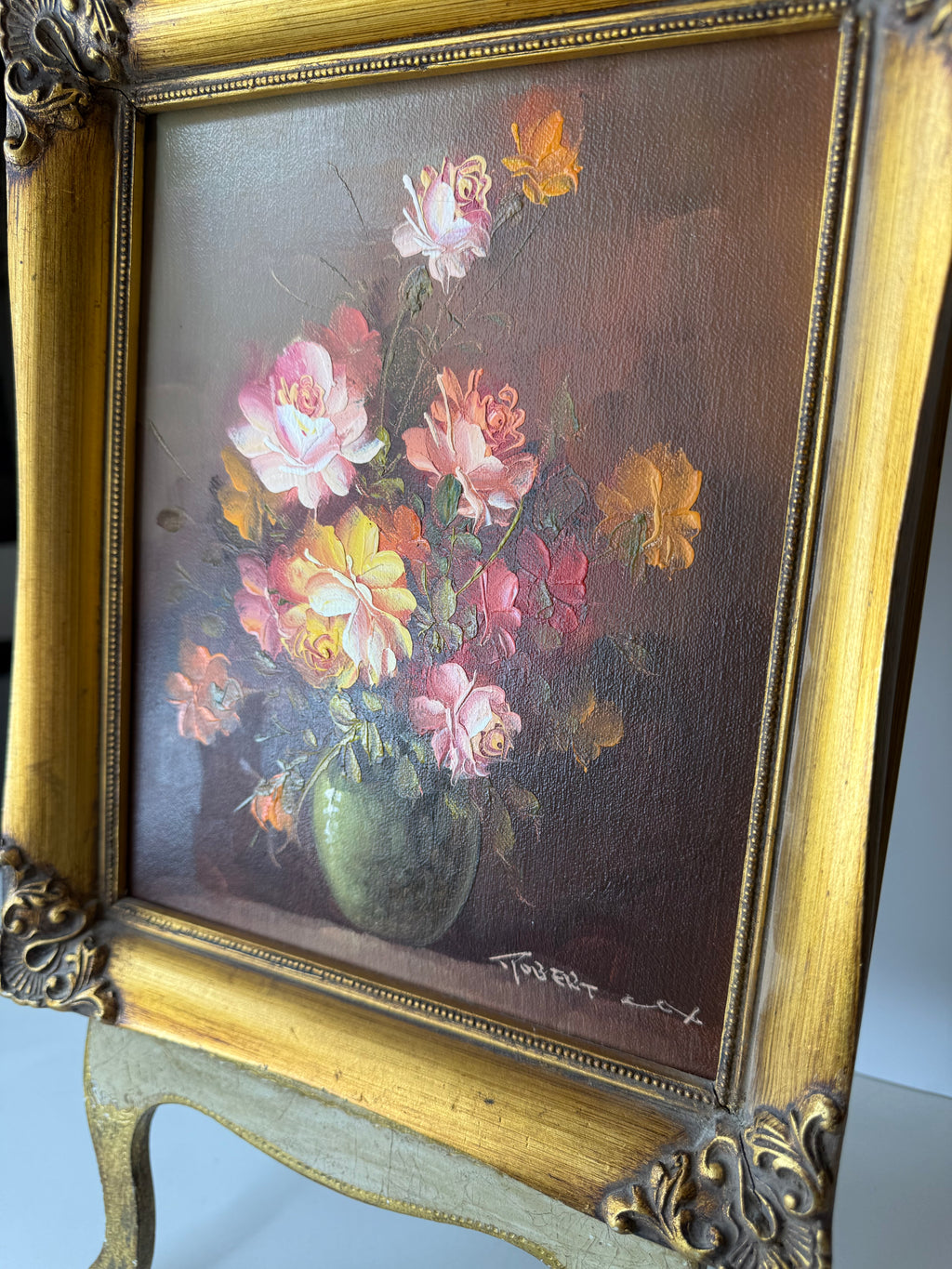 Floral Painting in Ornate Gold Frame