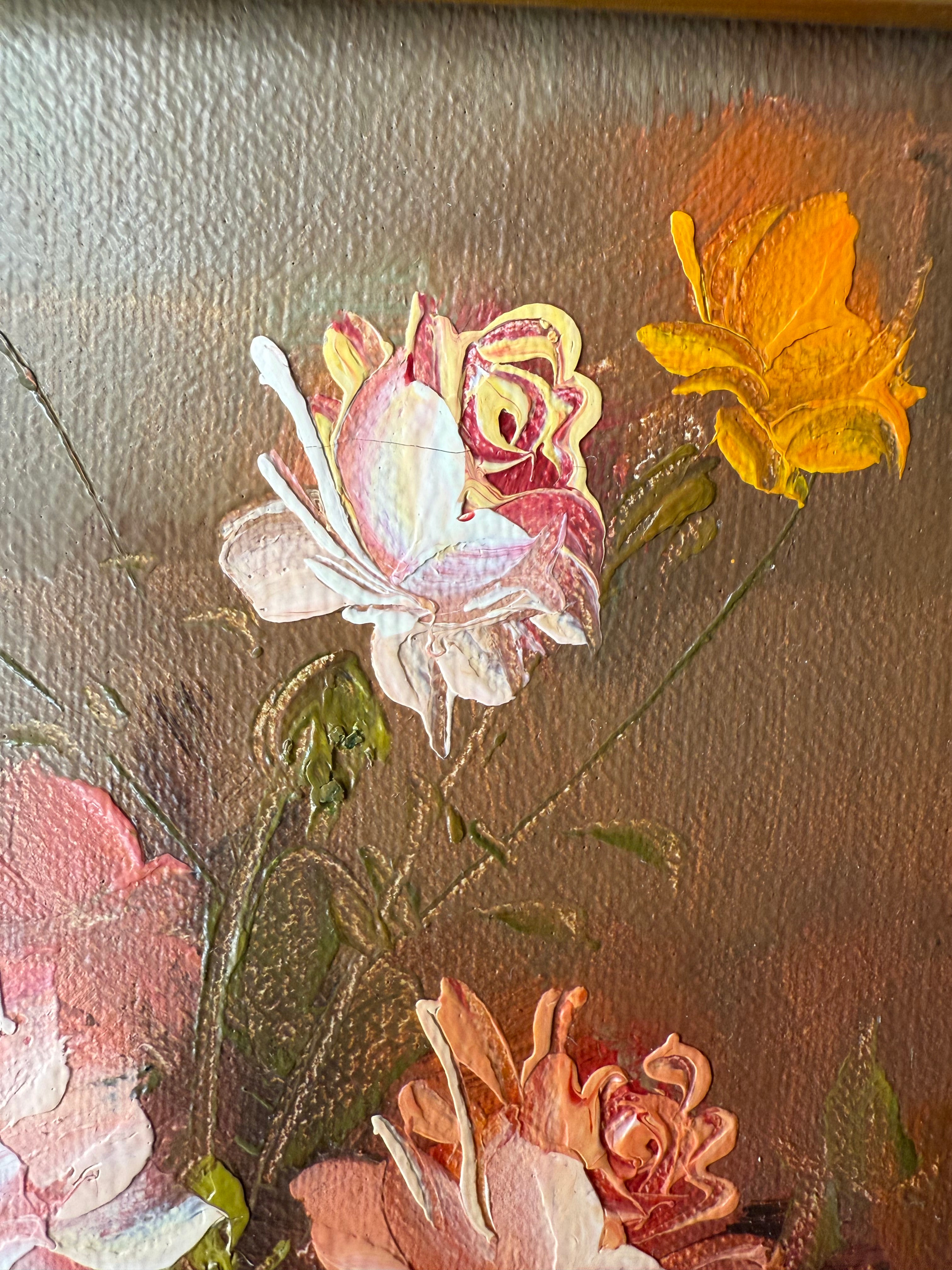 Floral Painting in Ornate Gold Frame